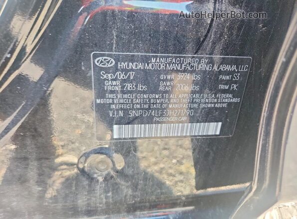 5NPD74LF3JH271790 2018 HYUNDAI ELANTRA Black ძრავის განყოფილების ხედი