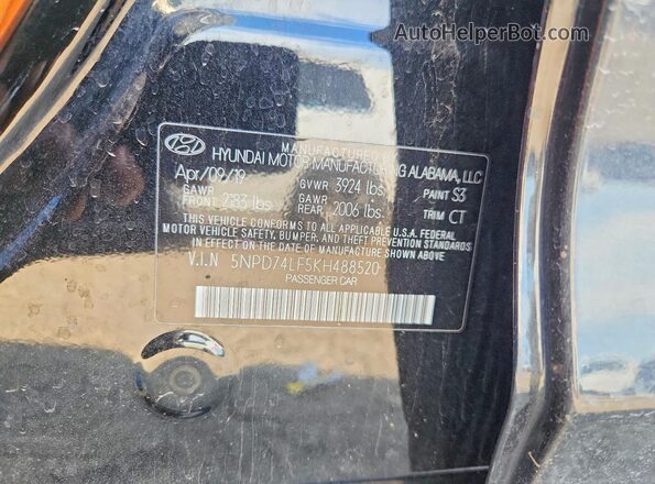 5NPD74LF5KH488520 2019 HYUNDAI ELANTRA Black Շարժիչի բաժամունքի տեսք