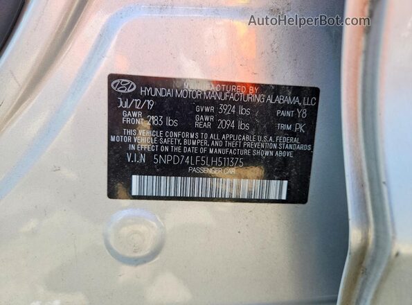 5NPD74LF5LH511375 2020 HYUNDAI ELANTRA Silver ძრავის განყოფილების ხედი