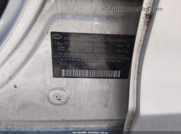 5NPD74LF7KH498000 2019 HYUNDAI ELANTRA Silver Շարժիչի բաժամունքի տեսք