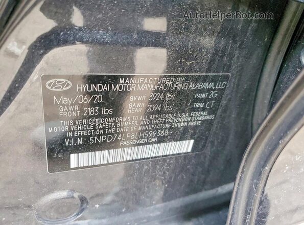 5NPD74LF8LH599368 2020 HYUNDAI ELANTRA Gray Engine compartment view