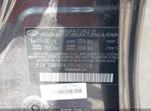 5NPD74LF9LH602018 2020 HYUNDAI ELANTRA Gray Вид підкапотного простору