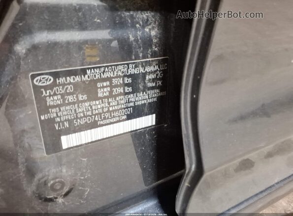 5NPD74LF9LH602021 2020 HYUNDAI ELANTRA Серый Вид подкапотного пространства
