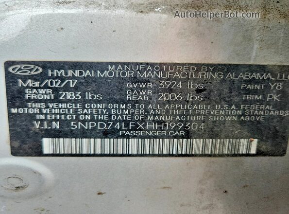 5NPD74LFXHH199304 2017 HYUNDAI ELANTRA Silver Engine compartment view