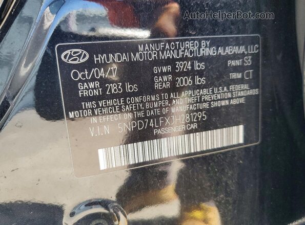 5NPD74LFXJH281295 2018 HYUNDAI ELANTRA Black Vista del compartimento del motor