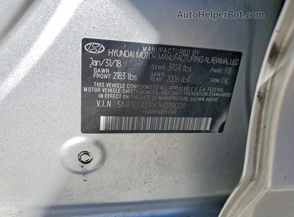 5NPD74LFXJH319009 2018 HYUNDAI ELANTRA Silver Вид підкапотного простору
