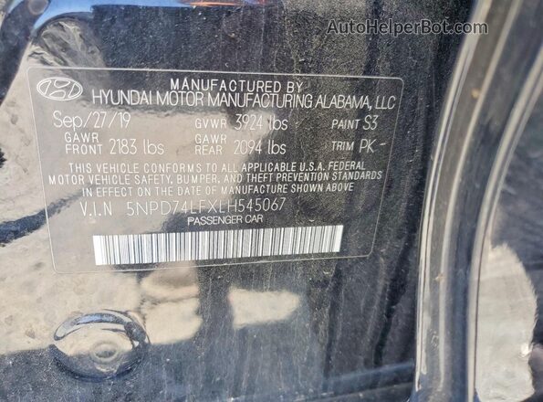 5NPD74LFXLH545067 2020 HYUNDAI ELANTRA Black Engine compartment view