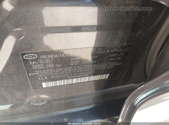5NPD74LFXLH603520 2020 HYUNDAI ELANTRA Gray Engine compartment view