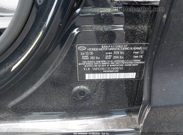 5NPD74LFXLH608765 2020 HYUNDAI ELANTRA Black Vista del compartimento del motor