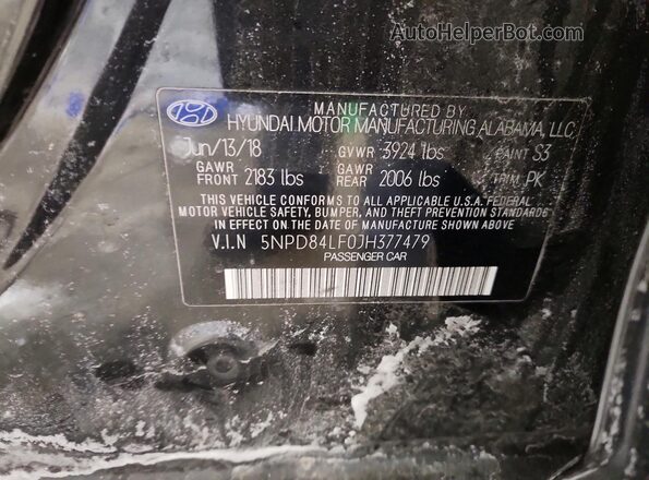 5NPD84LF0JH377479 2018 HYUNDAI ELANTRA Black Widok komory silnika