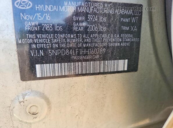 5NPD84LF1HH160789 2017 HYUNDAI ELANTRA Cream ძრავის განყოფილების ხედი