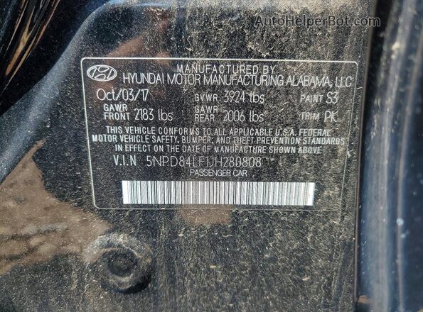 5NPD84LF1JH280808 2018 HYUNDAI ELANTRA Black Engine compartment view