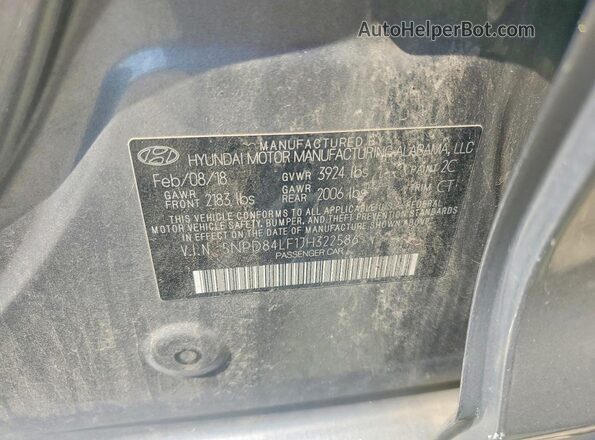 5NPD84LF1JH322586 2018 HYUNDAI ELANTRA Серый Вид подкапотного пространства