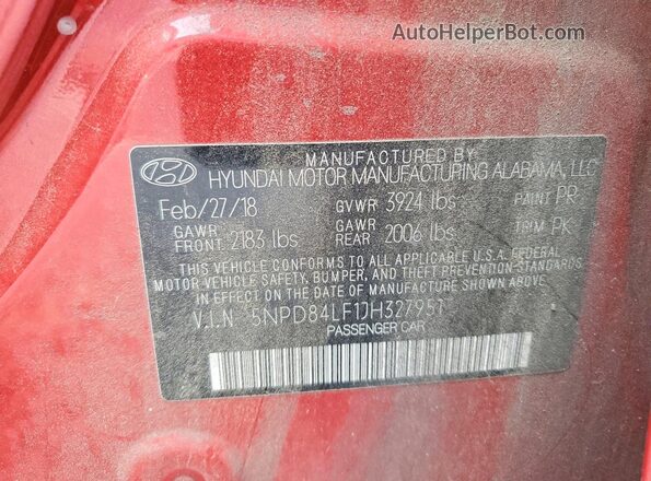 5NPD84LF1JH327951 2018 HYUNDAI ELANTRA Red Widok komory silnika
