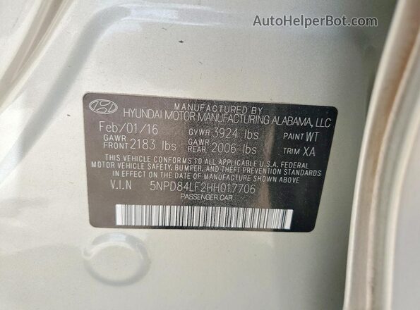 5NPD84LF2HH017706 2017 HYUNDAI ELANTRA Silver Engine compartment view