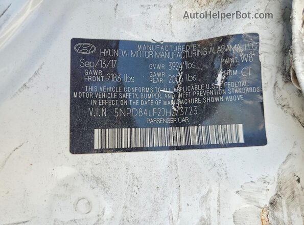 5NPD84LF2JH273723 2018 HYUNDAI ELANTRA White Շարժիչի բաժամունքի տեսք