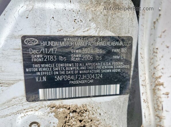 5NPD84LF2JH304324 2018 HYUNDAI ELANTRA White ძრავის განყოფილების ხედი