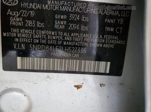 5NPD84LF2LH527336 2020 HYUNDAI ELANTRA Серебряный Вид подкапотного пространства