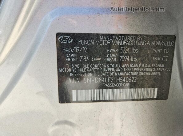 5NPD84LF2LH540622 2020 HYUNDAI ELANTRA Серебряный Вид подкапотного пространства