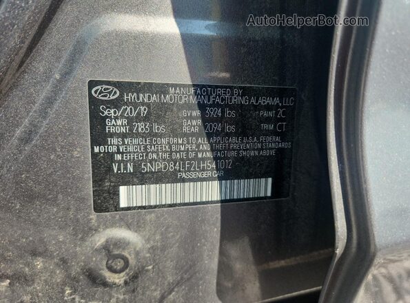 5NPD84LF2LH541012 2020 HYUNDAI ELANTRA Gray Vista del compartimento del motor