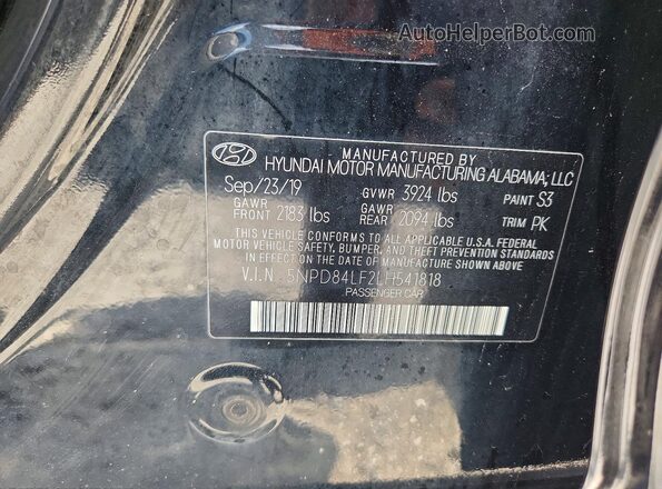 5NPD84LF2LH541818 2020 HYUNDAI ELANTRA Черный Вид подкапотного пространства