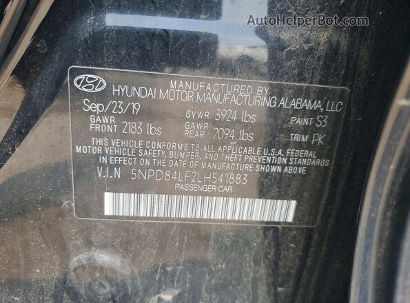 5NPD84LF2LH541883 2020 HYUNDAI ELANTRA Black Vista del compartimento del motor