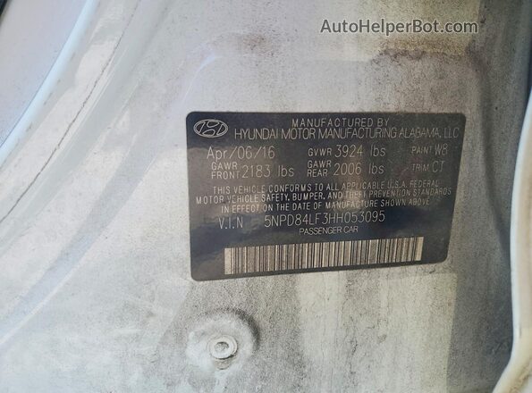 5NPD84LF3HH053095 2017 HYUNDAI ELANTRA White Engine compartment view