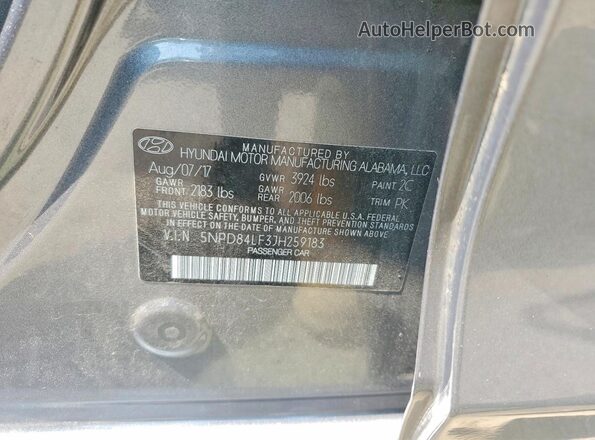 5NPD84LF3JH259183 2018 HYUNDAI ELANTRA Серый Вид подкапотного пространства