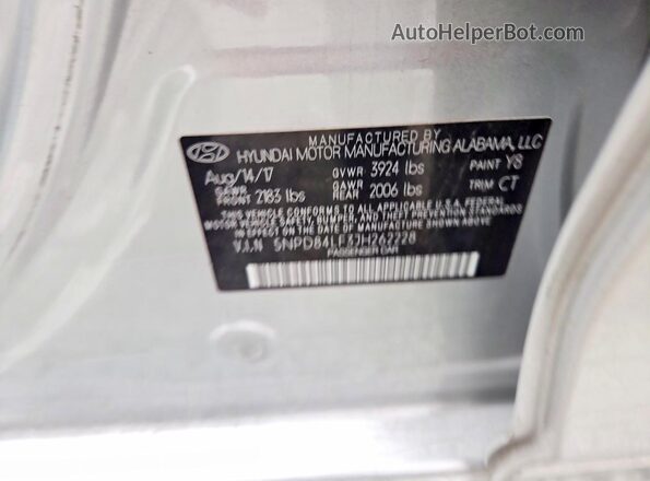 5NPD84LF3JH262228 2018 HYUNDAI ELANTRA Silver Engine compartment view