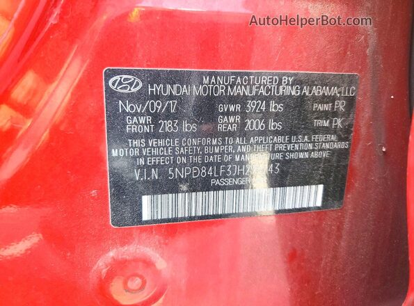 5NPD84LF3JH294743 2018 HYUNDAI ELANTRA Red Widok komory silnika