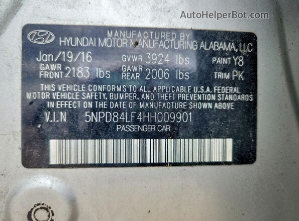 5NPD84LF4HH009901 2017 HYUNDAI ELANTRA White VIN կոդի պիտակի տեսք