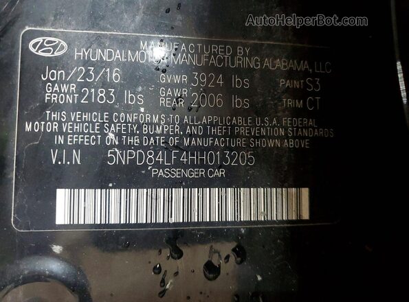5NPD84LF4HH013205 2017 HYUNDAI ELANTRA Черный Вид подкапотного пространства