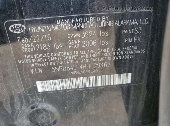 5NPD84LF4HH029467 2017 HYUNDAI ELANTRA Black VIN sticker view