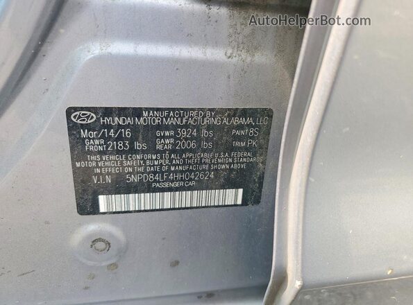 5NPD84LF4HH042624 2017 HYUNDAI ELANTRA Silver ძრავის განყოფილების ხედი