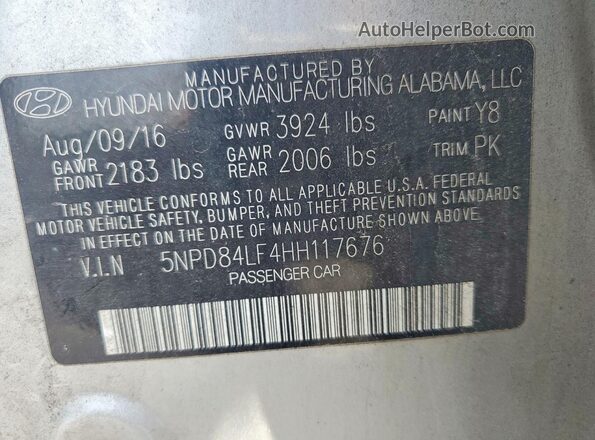 5NPD84LF4HH117676 2017 HYUNDAI ELANTRA Серебряный Вид подкапотного пространства