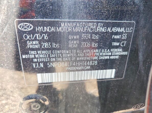 5NPD84LF4HH144828 2017 HYUNDAI ELANTRA Black Շարժիչի բաժամունքի տեսք