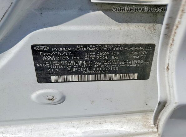 5NPD84LF4JH302199 2018 HYUNDAI ELANTRA White Vista del compartimento del motor
