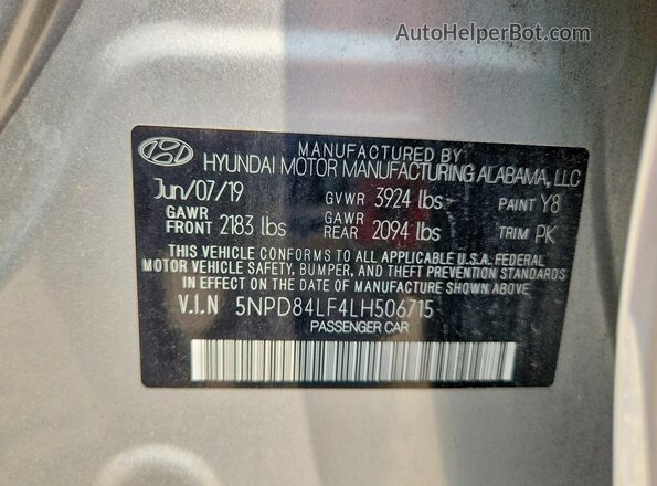 5NPD84LF4LH506715 2020 HYUNDAI ELANTRA Серебряный Вид подкапотного пространства