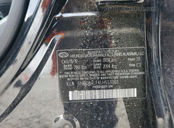 5NPD84LF4LH553002 2020 HYUNDAI ELANTRA Black ძრავის განყოფილების ხედი