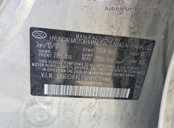 5NPD84LF5HH179944 2017 HYUNDAI ELANTRA Beige ძრავის განყოფილების ხედი
