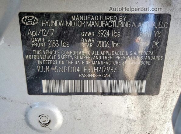 5NPD84LF5JH217937 2018 HYUNDAI ELANTRA Silver Engine compartment view