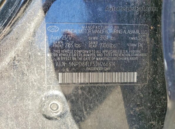 5NPD84LF5JH266314 2018 HYUNDAI ELANTRA Черный Вид подкапотного пространства