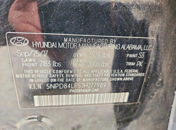 5NPD84LF5JH277989 2018 HYUNDAI ELANTRA Черный Вид подкапотного пространства