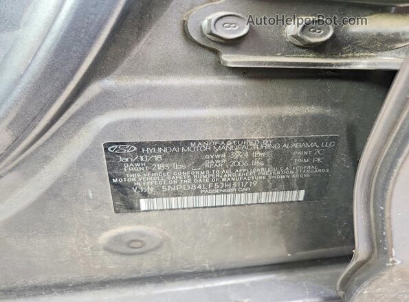 5NPD84LF5JH311719 2018 HYUNDAI ELANTRA Gray Engine compartment view