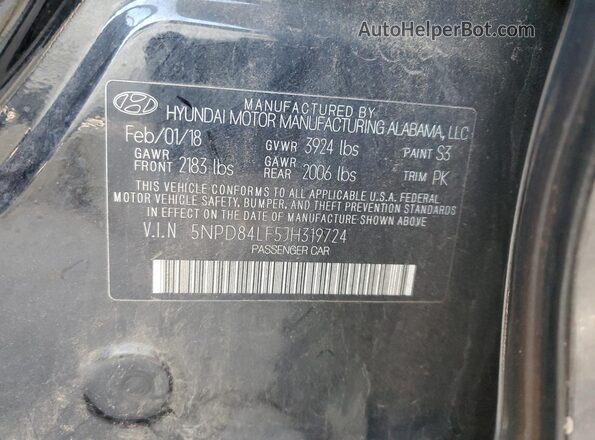 5NPD84LF5JH319724 2018 HYUNDAI ELANTRA Black Engine compartment view