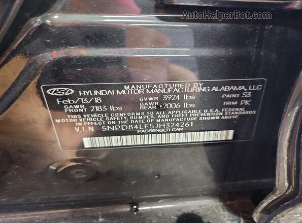5NPD84LF5JH324261 2018 HYUNDAI ELANTRA Black Շարժիչի բաժամունքի տեսք
