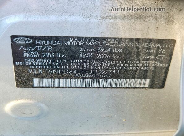 5NPD84LF5JH397744 2018 HYUNDAI ELANTRA Silver Engine compartment view