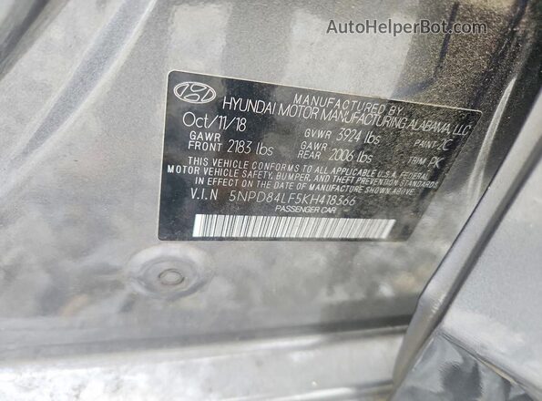 5NPD84LF5KH418366 2019 HYUNDAI ELANTRA Серый Вид подкапотного пространства