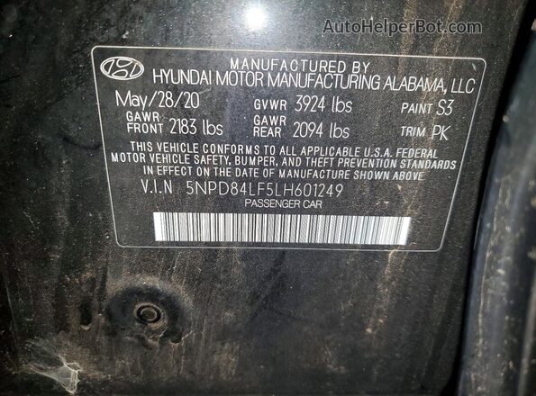 5NPD84LF5LH601249 2020 HYUNDAI ELANTRA Black Widok komory silnika
