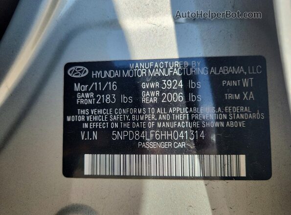 5NPD84LF6HH041314 2017 HYUNDAI ELANTRA Beige Engine compartment view